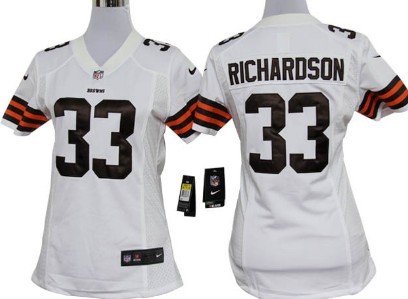 Women's Nike Cleveland Browns 33 Trent Richardson White Game NFL Jerseys